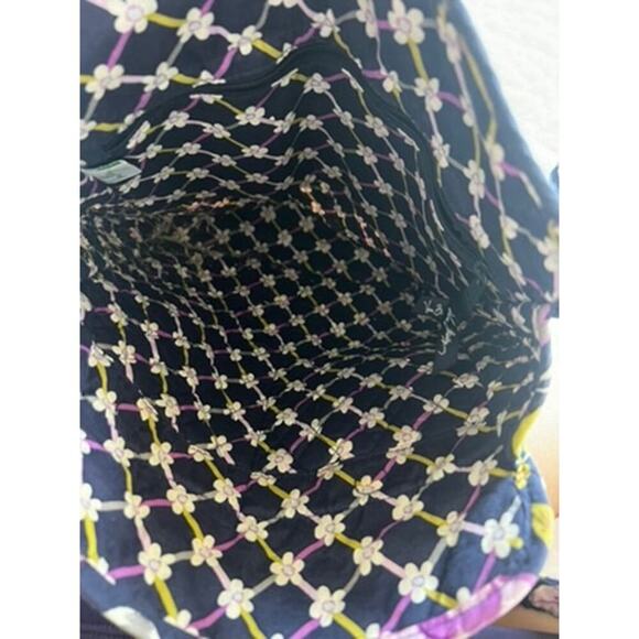 EUC Vera Bradley floral black and purple bag with matching coin and wallet purse - Picture 2 of 7